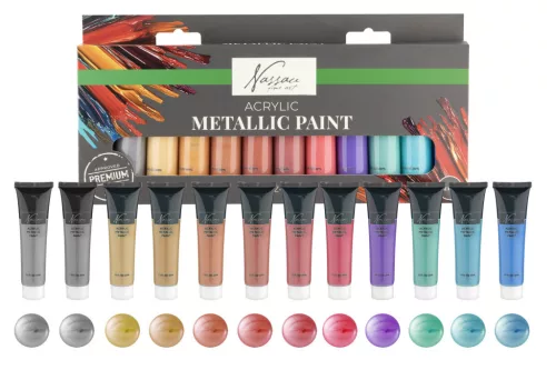 Színes Nassau Metallic akrilfesték szett 12 db-os