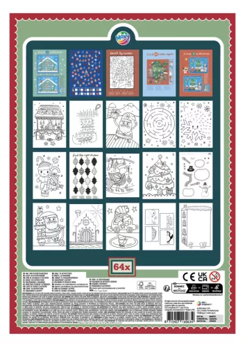 Karácsonyi Holiday színező és activity szett 64 oldalas