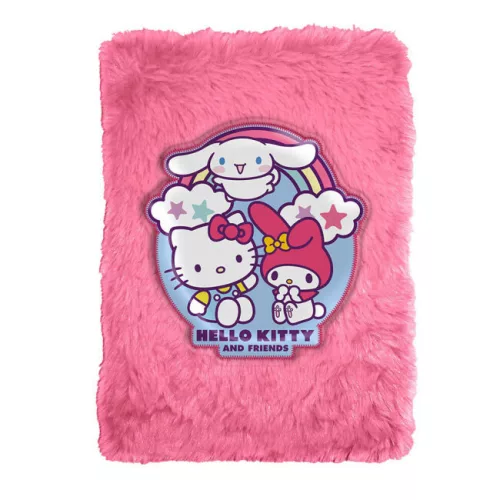 Hello Kitty Friends plüss A5 notesz, jegyzetfüzet