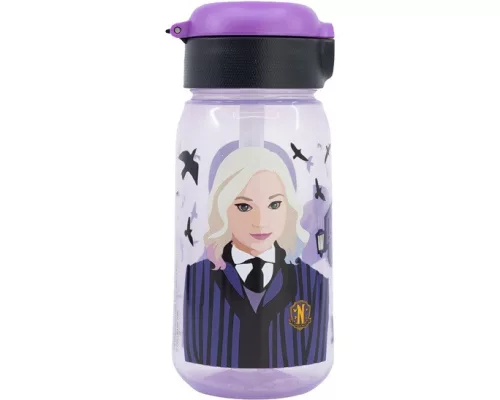 Wednesday Nevermore Academy műanyag szívószálas kulacs 510 ml