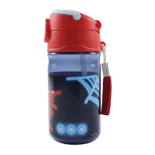 Pókember Spidey Glow műanyag szívószálas kulacs akasztóval 350 ml
