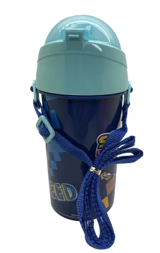 Sonic a sündisznó Speed Blue műanyag szívószálas kulacs akasztóval 500 ml