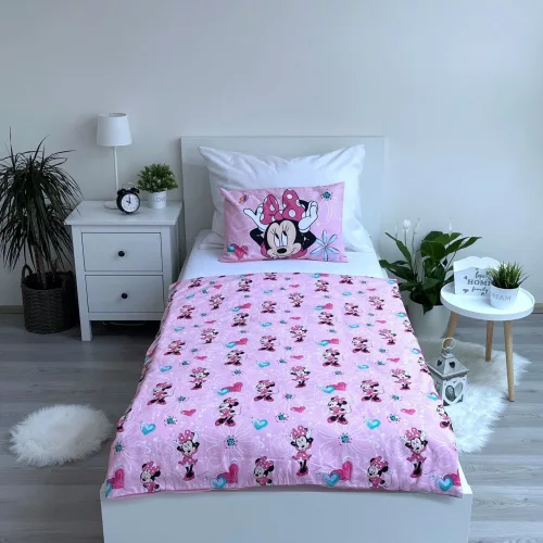 Disney Minnie Flowers gyerek, ovis ágyneműhuzat 100×135cm, 40×60 cm