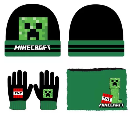 Minecraft Boom Deluxe gyerek sapka, sál és kesztyű szett 