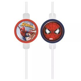   Pókember Crime Fighter papír szívószál, 4 db-os szett FSC