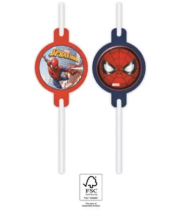 Pókember Crime Fighter papír szívószál, 4 db-os szett FSC