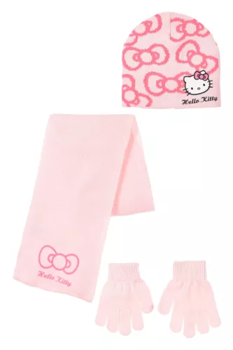Hello Kitty Bow gyerek sapka + sál + kesztyű szett 52-54 cm