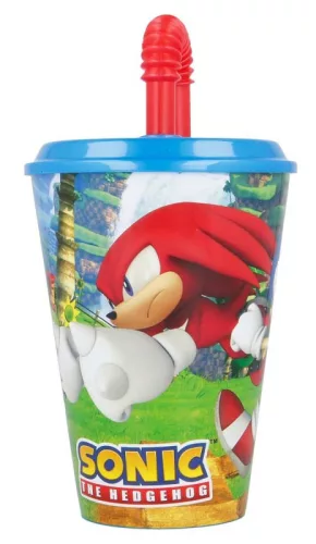 Sonic a sündisznó Adventure szívószálas pohár, műanyag 430 ml