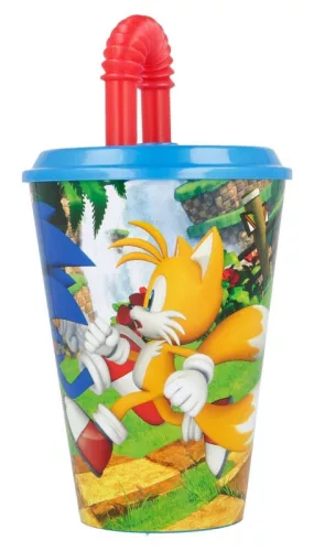 Sonic a sündisznó Adventure szívószálas pohár, műanyag 430 ml