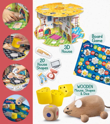 Montessori fa Egér házikó fejlesztő játék gyerekeknek