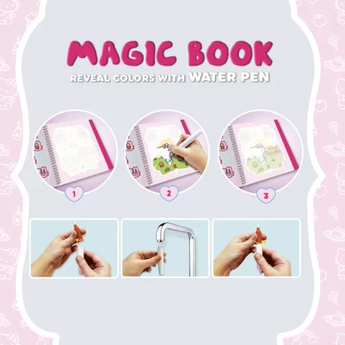 Hello Kitty varázs vízfestő könyv újrahasználható rajzokkal