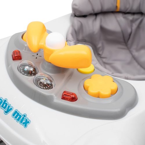 Baby Mix bébikomp kormánykerékkel szilikon kerekek graphit