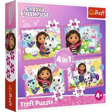 Trefl: Gabi babaháza, Macskalandok 4 az 1-ben puzzle - 35, 48, 54, 70 darabos