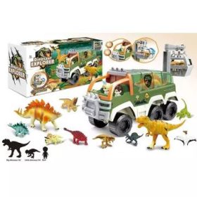 Dinó játékszett járgánnyal - 35 cm