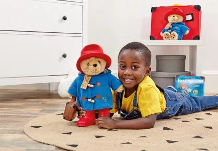 Paddington Bear Nagy klasszikus plüssfigura csizmával és bőrönddel 35 cm