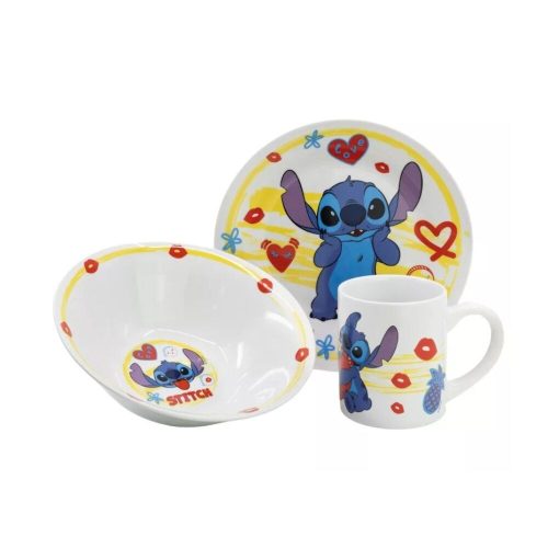 Stitch étkészlet kerámiából - tányérok és bögre egyben