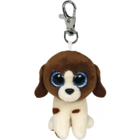 BOOS plüss figura MUDDLES, Clip 8,5 cm - barna-fehér kutya