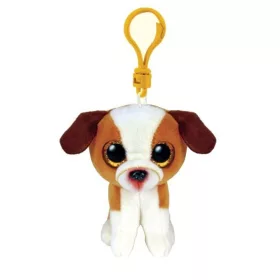 BOOS plüss figura HUGO, Clip 8,5 cm - barna/fehér kutya