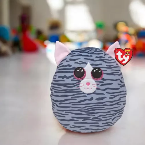 Ty Squishy Beanies párna alakú plüss figura KIKI, 22 cm - szürkemacska