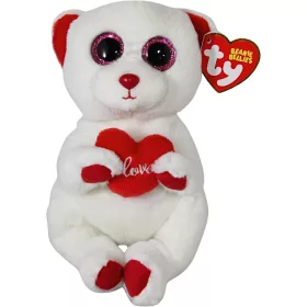   Ty Beanie Bellies plüss figura DESI, 15 cm - fehér medve szívvel
