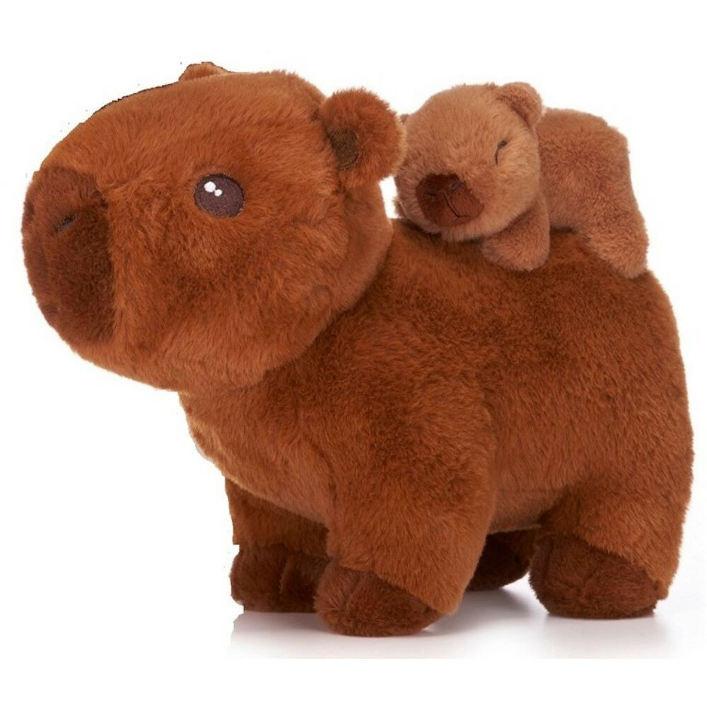 Capybara plüssfigura álló kisbabával 25 cm - Sötét barna Capybara plüssfigura álló kisbabával 25 cm - Sötét barna
